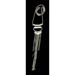 Free People Art Deco Silver Tone Chain Tassel Necklace